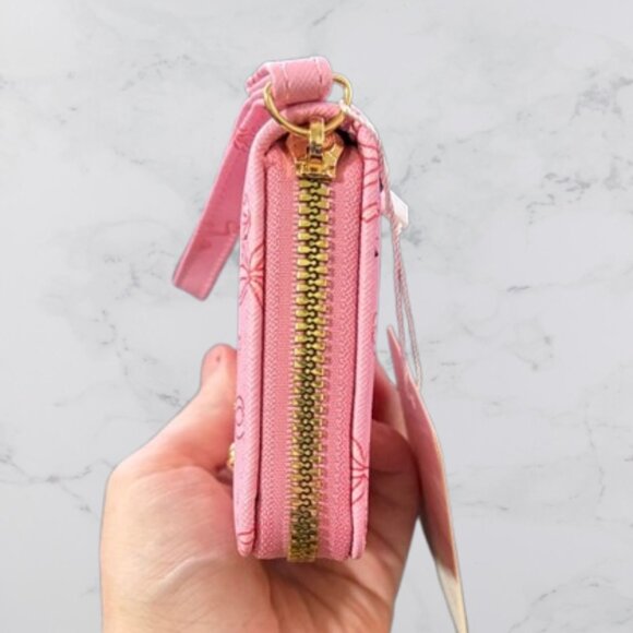 NWT Blush Kiss Pink Bow Print Wallet with Wrist Strap - Picture 8 of 9